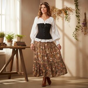 Angel Secret Cottagecore‎ Tie Up Lace Corset NWT MEDIUM